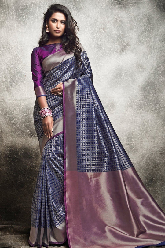 Banarasi Saree Deep Blue Woven Banarasi Saree saree online