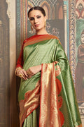 Banarasi Saree Deep Green Maroon Woven Banarasi Brocade Saree saree online