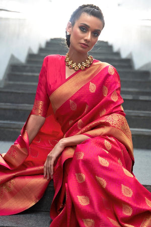 Deep Pink Banarasi Saree