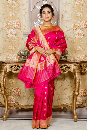Deep Pink Banarasi Saree
