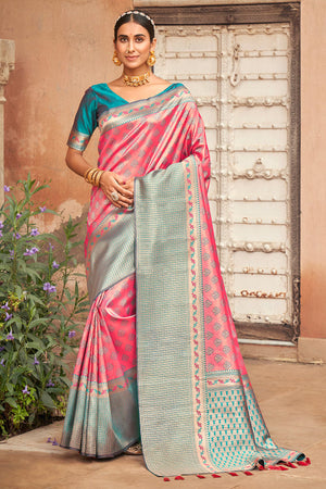 Deep Pink Banarasi Saree