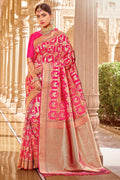 Banarasi Saree Deep Pink Zari  Woven Banarasi Saree saree online