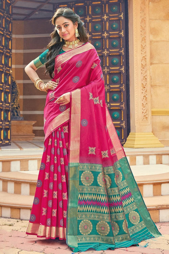 Banarasi Saree Deep Pink Zari Woven Banarasi Saree saree online