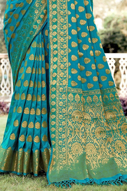 Banarasi Saree Deep Sky Blue Banarasi Saree saree online
