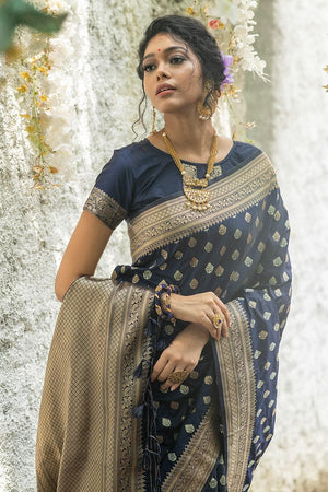 Banarasi Saree Denim Blue Banarasi Butti Saree saree online