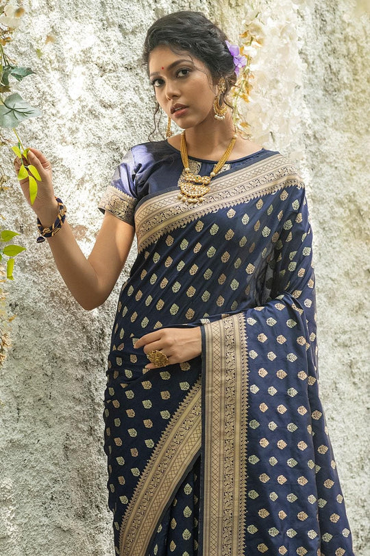 Banarasi Saree Denim Blue Banarasi Butti Saree saree online