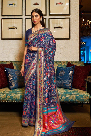 Denim Blue Banarasi Saree