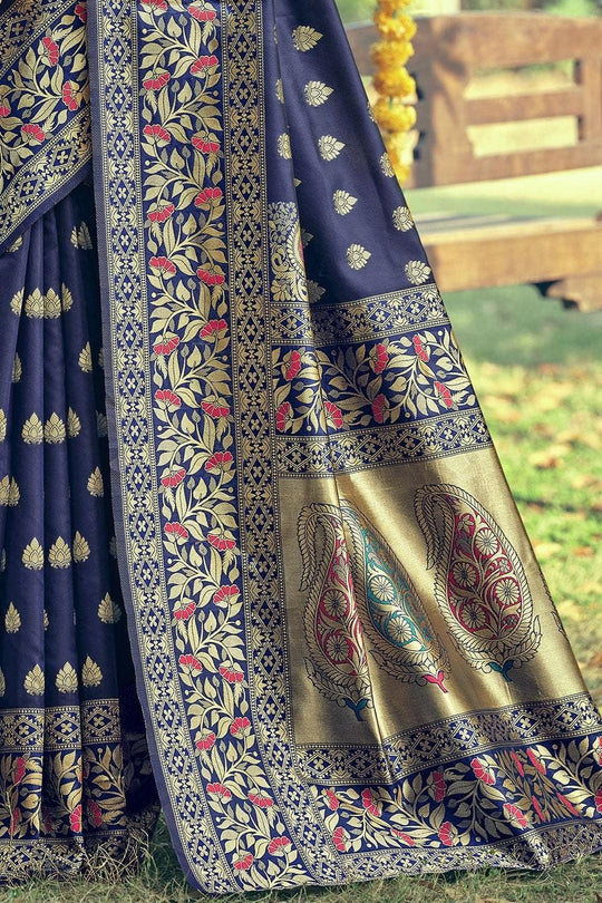 Denim Blue Banarasi Saree