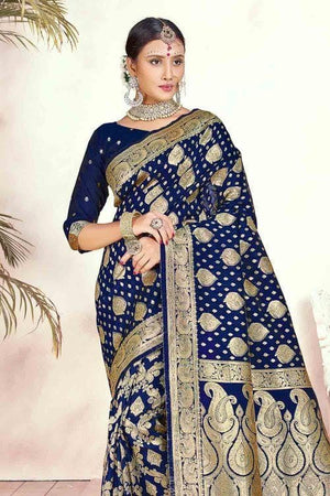 Denim Blue Banarasi Saree