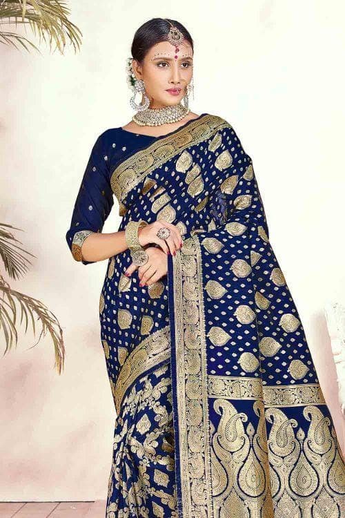 Banarasi Saree Denim Blue Banarasi Saree saree online