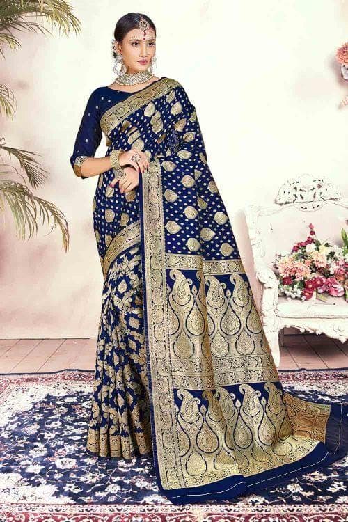 Banarasi Saree Denim Blue Banarasi Saree saree online