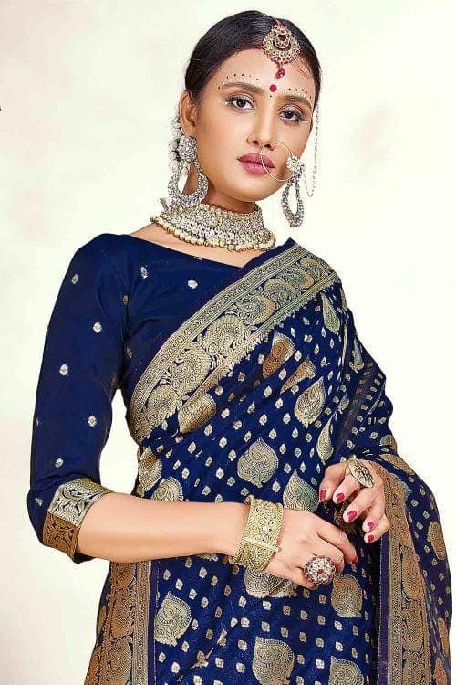 Banarasi Saree Denim Blue Banarasi Saree saree online