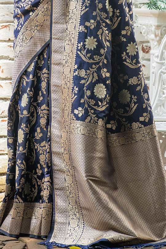 Denim Blue Banarasi Saree
