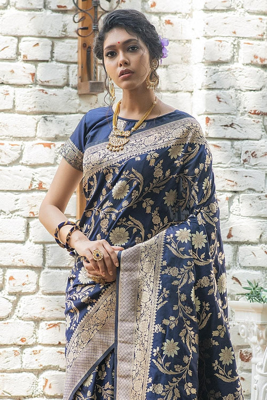 Denim Blue Banarasi Saree