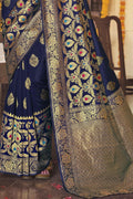 Banarasi Saree Denim Blue Jacquard Prints Banarasi Saree saree online