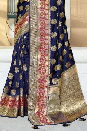Denim Blue Zari banarasi Saree