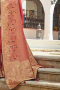 Banarasi Saree Designer Indian Red Zari Woven Cotton Banarasi Saree saree online
