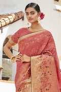 Banarasi Saree Designer Indian Red Zari Woven Cotton Banarasi Saree saree online