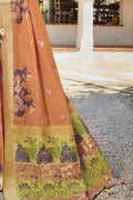 Banarasi Saree Designer Light Orange Zari Woven Cotton Banarasi Saree saree online