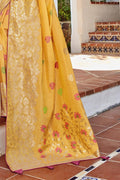 Banarasi Saree Designer Mustard Yellow Zari Woven Cotton Banarasi Saree saree online