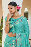 Banarasi Saree Designer Sky Blue Zari Woven Cotton Banarasi Saree saree online