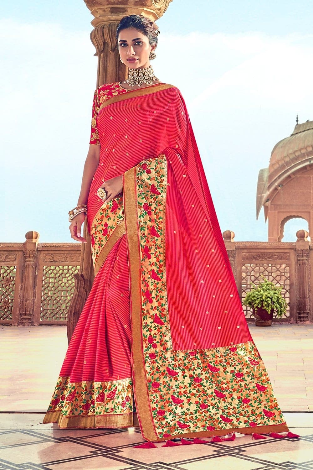 Banarasi Saree Desire Red Banarasi Saree saree online