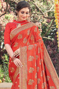Banarasi Desire Red Printed Banarasi saree online