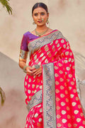 Banarasi Saree Desire Red Zari Butta Woven Banarasi Saree saree online