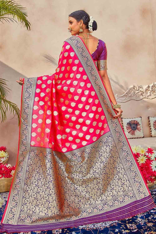 Banarasi Saree Desire Red Zari Butta Woven Banarasi Saree saree online
