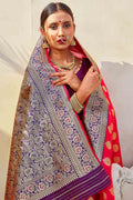 Banarasi Saree Desire Red Zari Butta Woven Banarasi Saree saree online