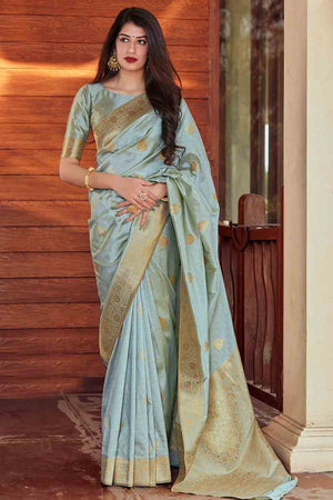 Dolphin Grey Banarasi Saree