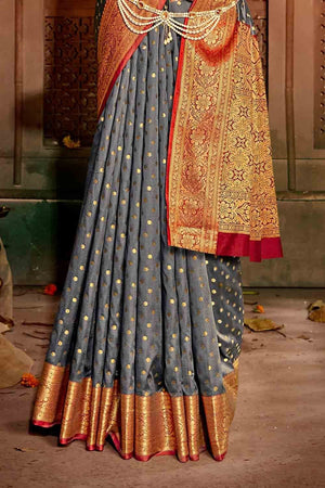 Banarasi Saree Dove Grey Zari Woven Banarasi Saree saree online