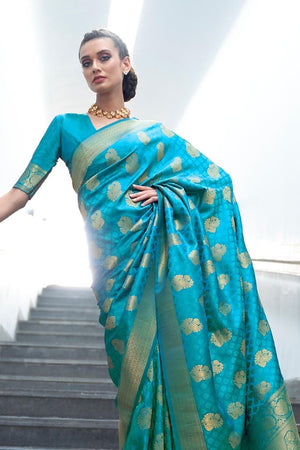 Eastern Blue Banarasi Saree