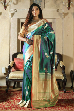 Egyptian Blue Banarasi Saree