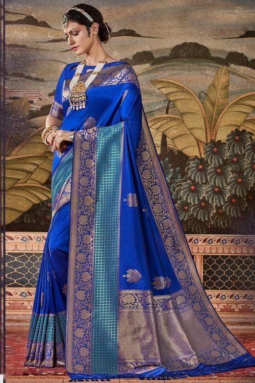 Banarasi Saree Egyptian Blue Zari Woven Banarasi Saree saree online