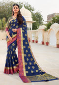 Banarasi Saree Electric Blue Zari Woven Banarasi Saree saree online