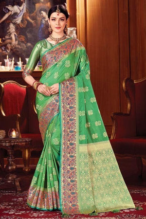 Emerald Green Banarasi Saree