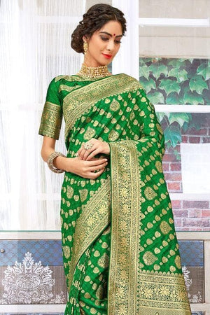 Emerald Green Banarasi Saree