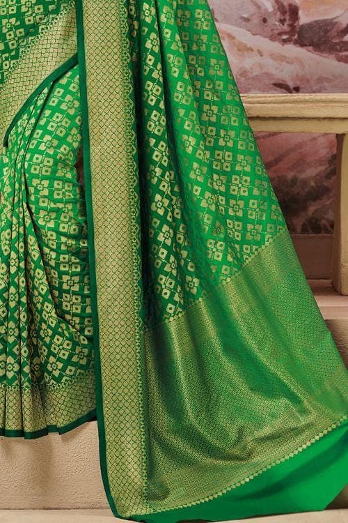 Emerald Green Zari Woven Banarasi Saree