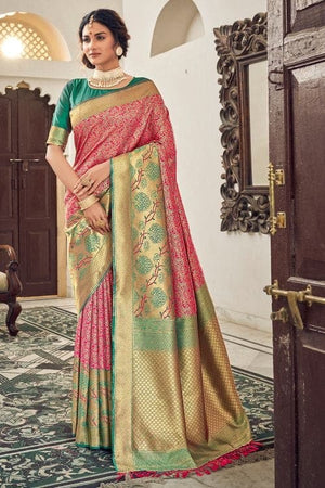 Fandango Pink Banarasi Saree