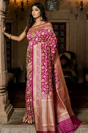 Fandango Purple Banarasi Saree