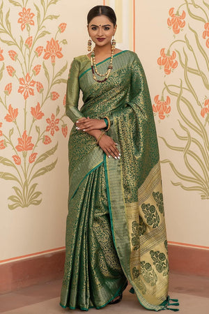 Fern Green Banarasi Saree