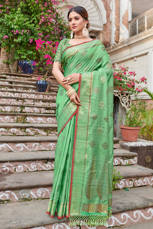 Fern Green Banarasi Saree