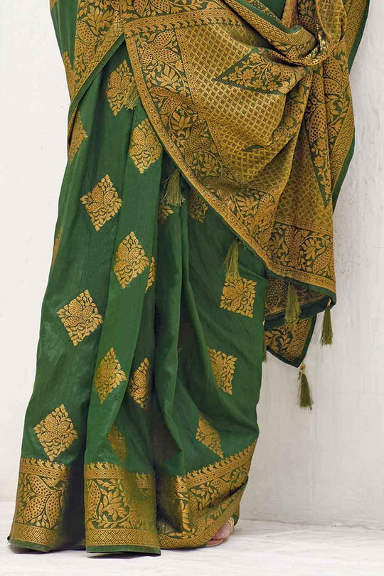 Banarasi Saree Fern Green Zari Butta Woven Banarasi Saree saree online