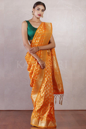Fire Orange Banarasi Saree