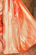 Banarasi Saree Fire Orange Printed Banarasi Saree saree online