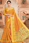 Fire Yellow Banarasi Saree