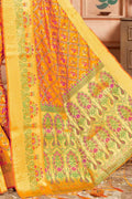 Fire Yellow Banarasi Saree