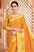 Fire Yellow Banarasi Saree