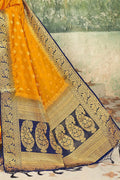 Fire Yellow zari Butta Banarasi Saree